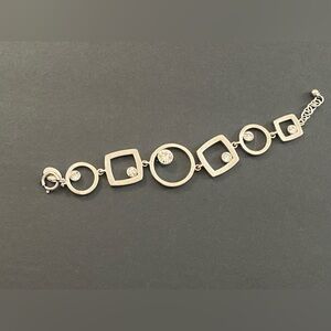 white house black market silver geometric two sided bracelet black clear crystal